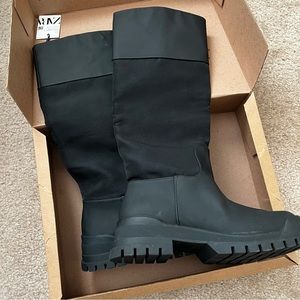 NWT Zara black knee high boots